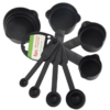 PLASTIC MEASURING CUPS AND SPOONS (8 PCS, BLACK)