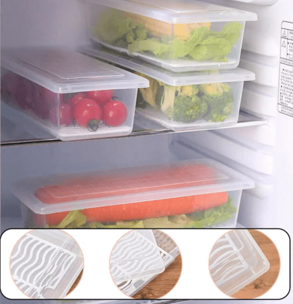 Stackable Freezer Food Storage Container with Removable Drain Plate and Lid PACK OF 2