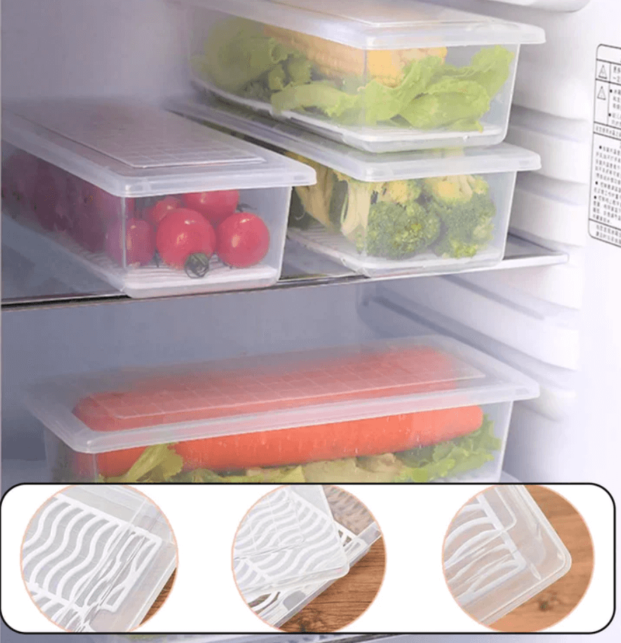 Food Storage Container, Plastic Food Containers with Removable Drain Plate and Lid, Stackable Portable Freezer Storage Containers - Tray to Keep