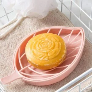 Plastic Leaf Shape Designer Soap Tray with Water Draining Tray
