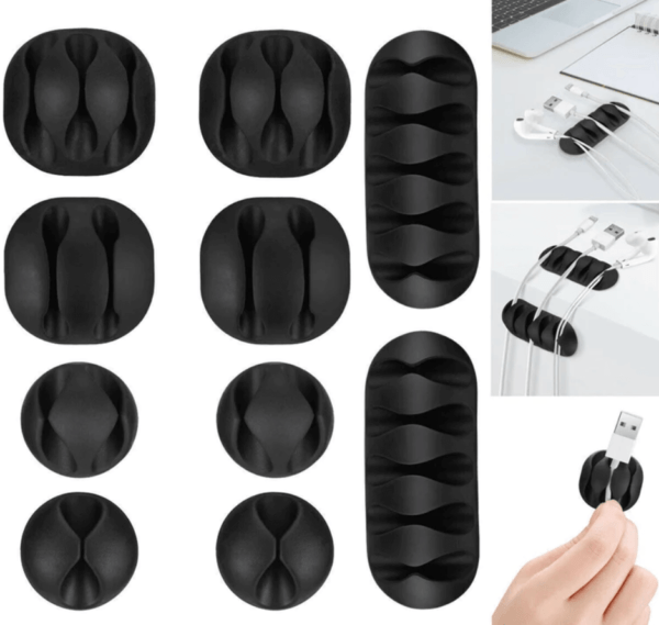 Multipurpose Cord Organizer Holder System with Silicone Adhesive Hooks (Set of 10 Pieces)