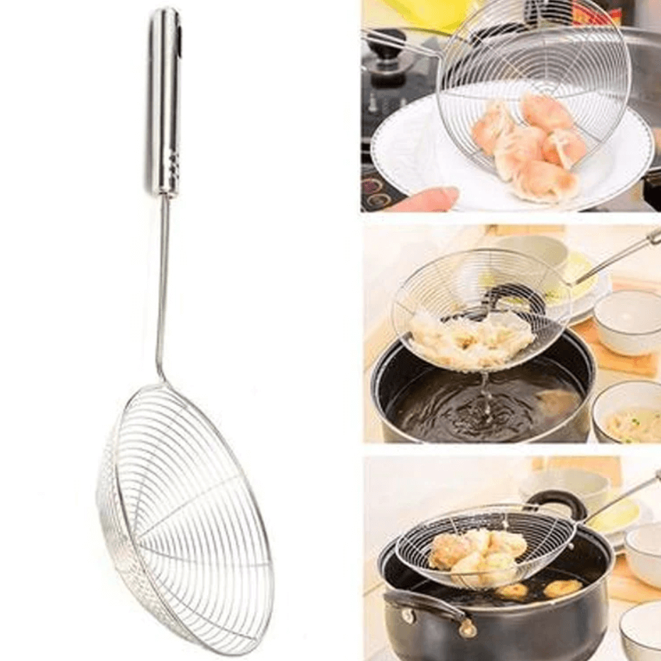 Stainless Steel Deep Fry Strainer with Spiral Mesh - WholesaleOye b2b