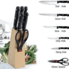 Kitchen Knife Set with Wooden Block and Scissors