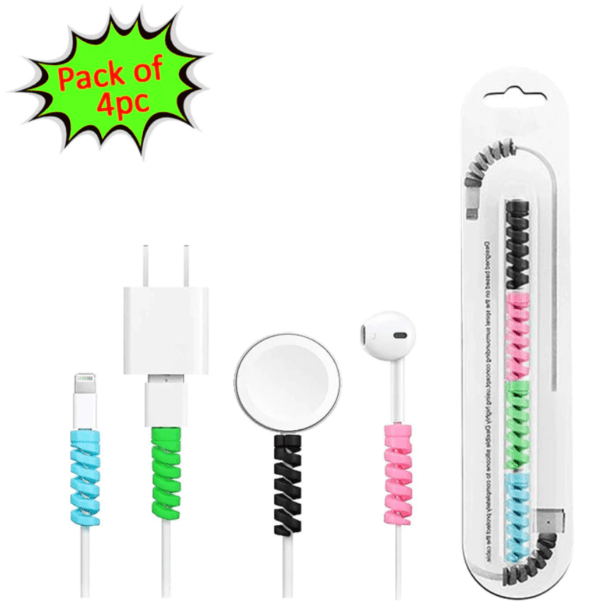 Universal Spiral Charger Data Cable Earphone Protector (Pack of 4)