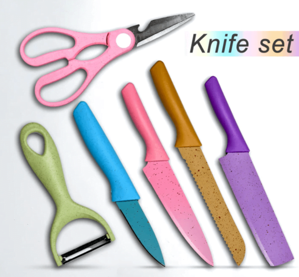 Colored High-Grade Stainless Steel Kitchen Chef Knives Sets (6 Pieces)