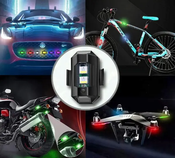 Multicolor Mini Led Strobe Warning Light Light for Bike Bicycle Car & Drone Aircraft
