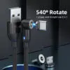 Magnetic Charging Cable with Full Rotation 3 In 1-For Iphone, Type C And Micro Usb