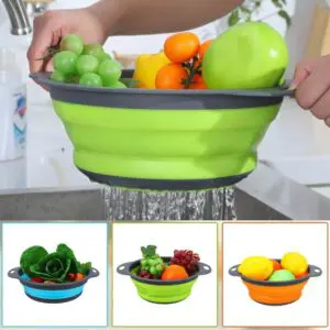 Silicone Folding Drain Collapsible Vegetable Fruits Washing Basket (Mixed Colour)