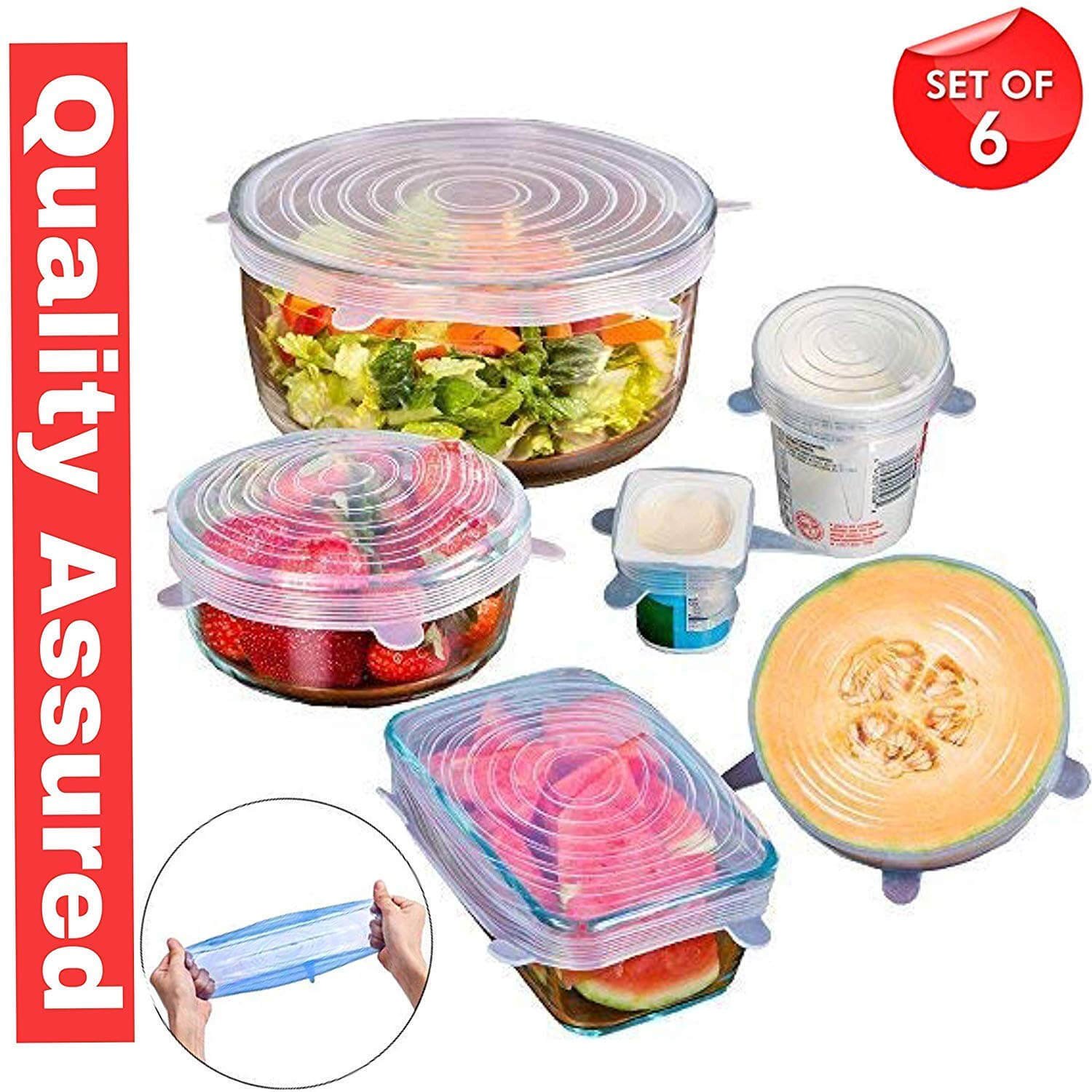 Silicon Stretch lids Covers for Bowl & Containers Pack 6