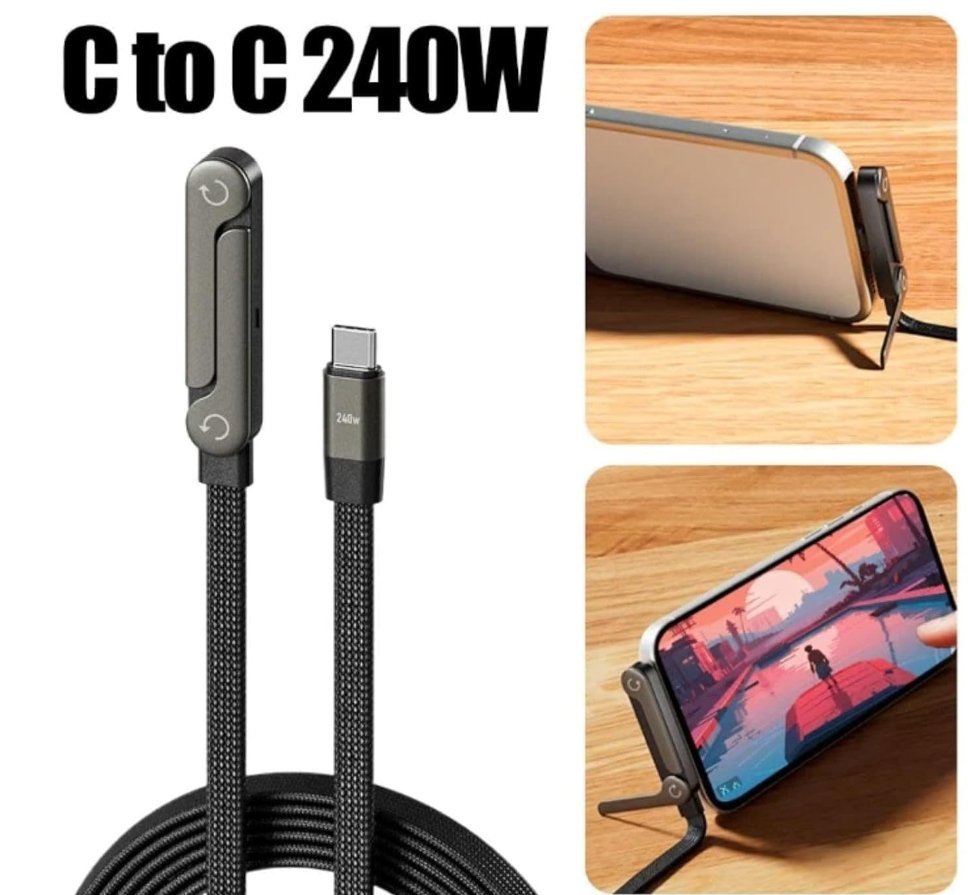 Super Fast Charging Cable with mobile stand Type C to C 240w