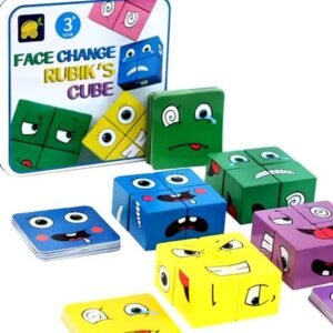 Wooden Cube Face Changing Game for Kids