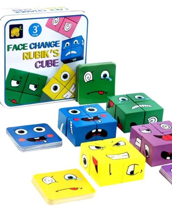 Wooden Cube Face Changing Game for Kids