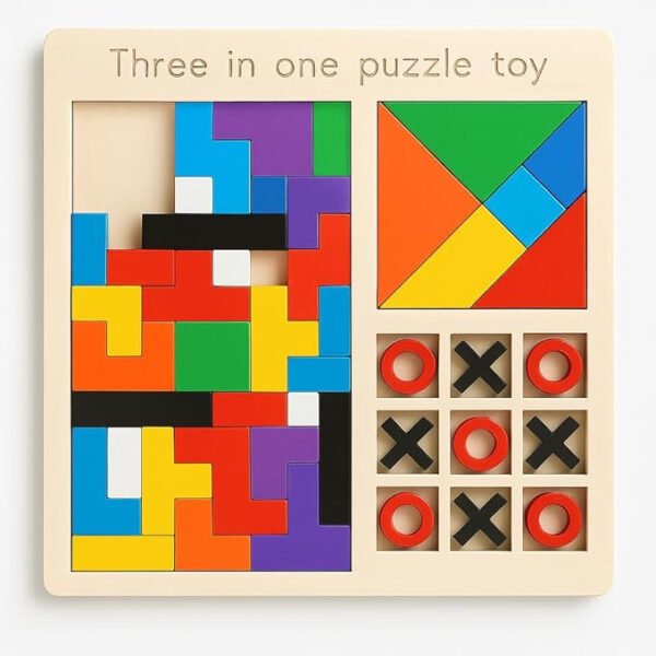 3 in 1 Wooden Puzzle Toy for Kids Boys Girls 3+ Ages